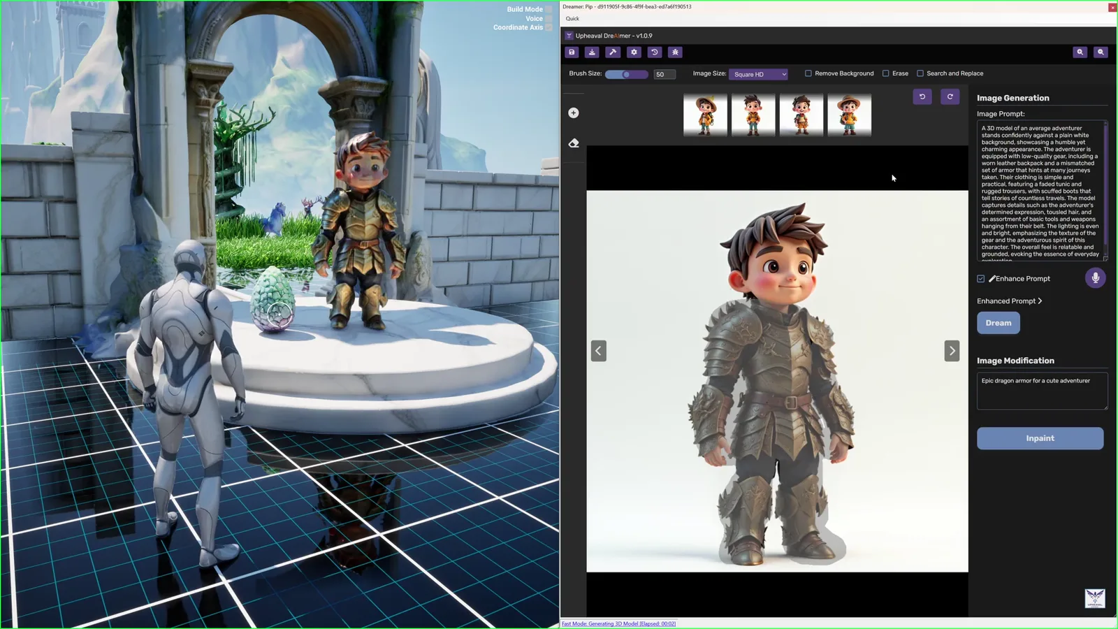 Runtime AI character and in-game model editing tools